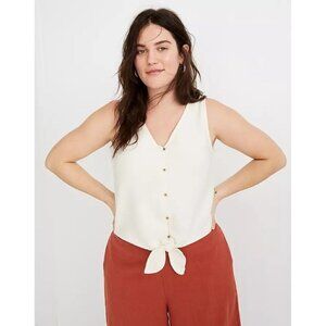 Madewell Texture & Thread White Button Front Tie Tank Top S